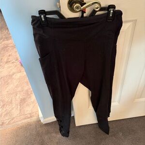 Marika Black Leggings with Textured leg design